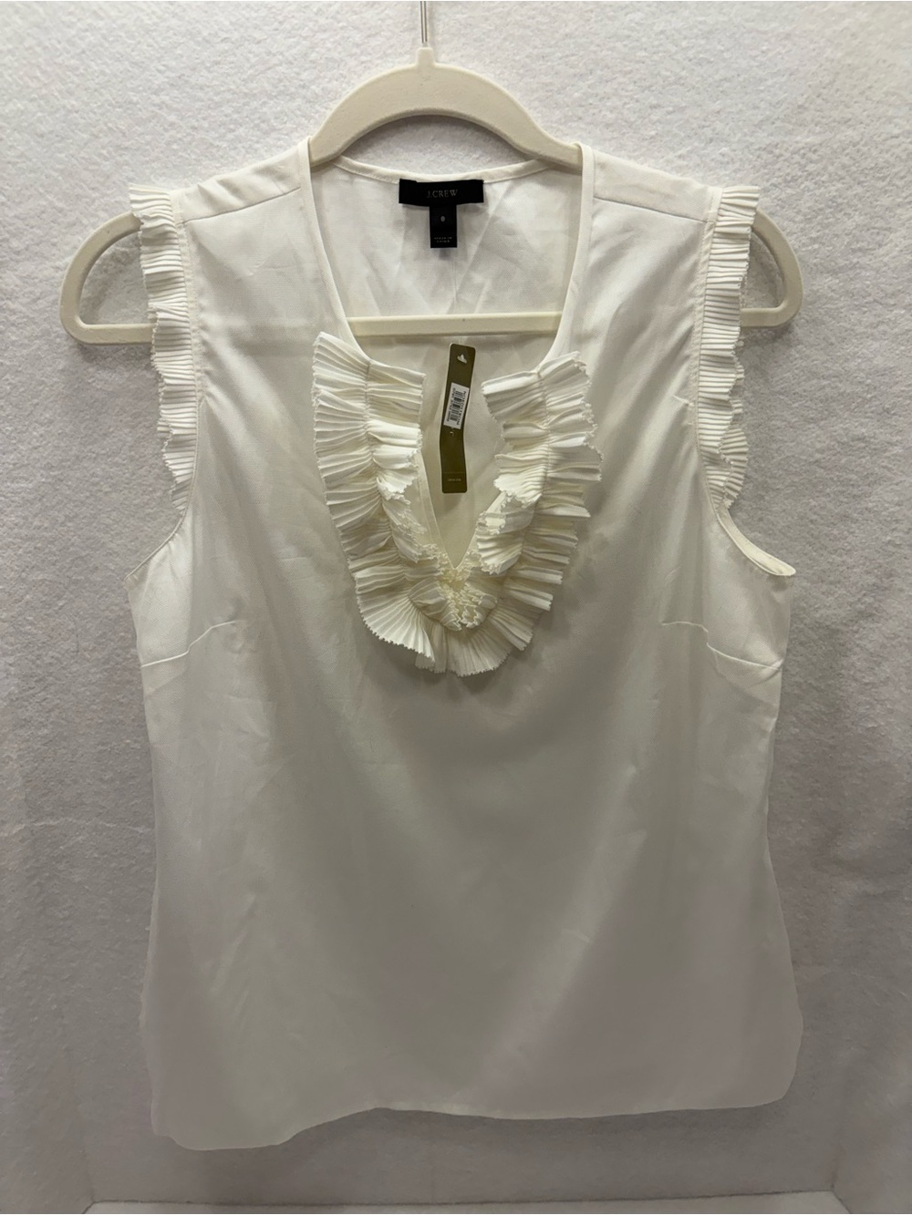 J. Crew Ivory Ruffle V-Neck Sleeveless Camisole